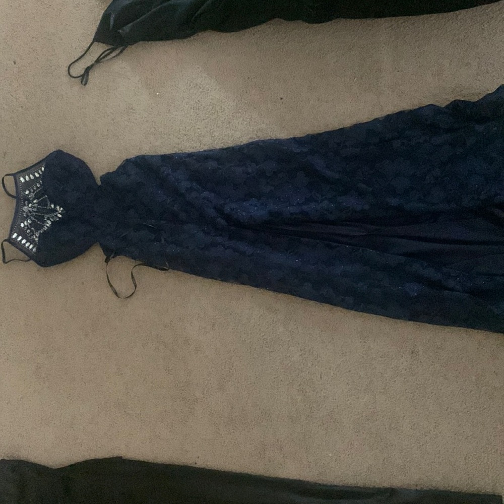 Blue slim prom dress